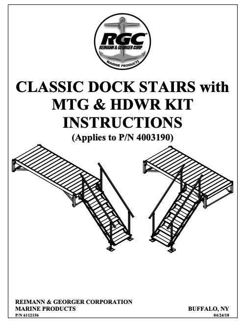Dock Stairs W/Mtg & Hardware Kit Instructions