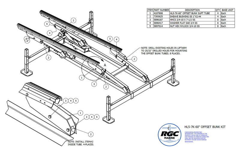 HL5-7K Offset Bunks - Flathead Lift & Rail