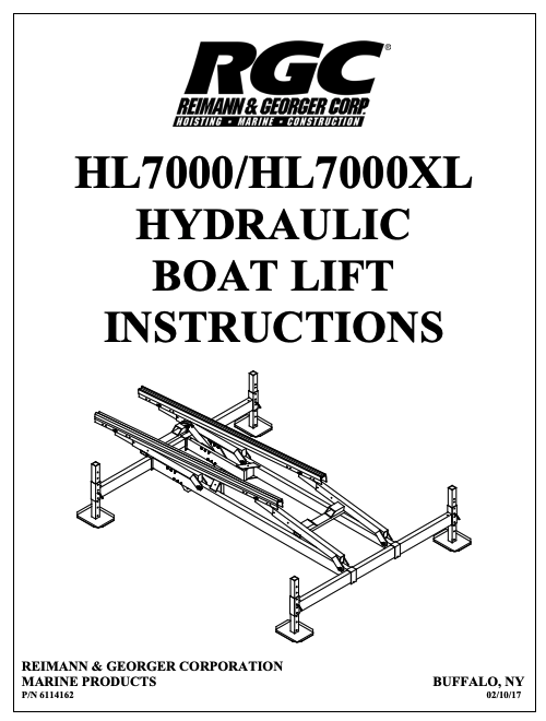 Hydraulic Boat Lift Instructions (HL7000, HL7000XL)