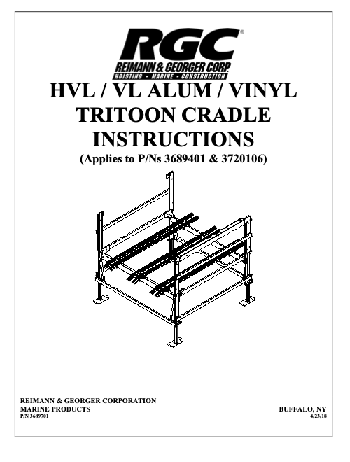 HVL/VL Aluminum/Vinyl Tritoon Cradle Instructions