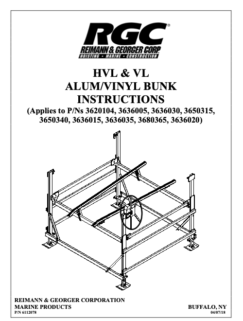 HVL & VL Aluminum/Vinyl Bunk Instructions