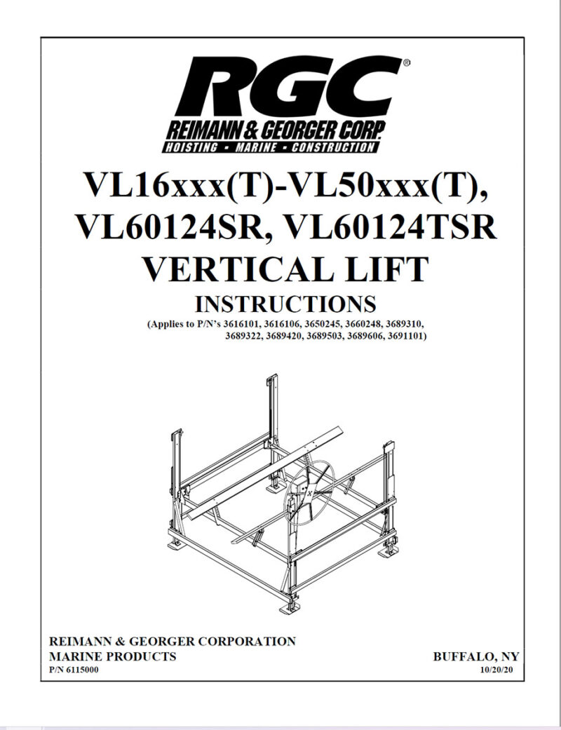 Single Reeved VL Lift Instruction Manual - Flathead Lift & Rail